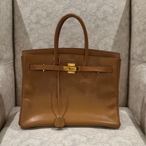 Hermes Tan Leather Tote Bag